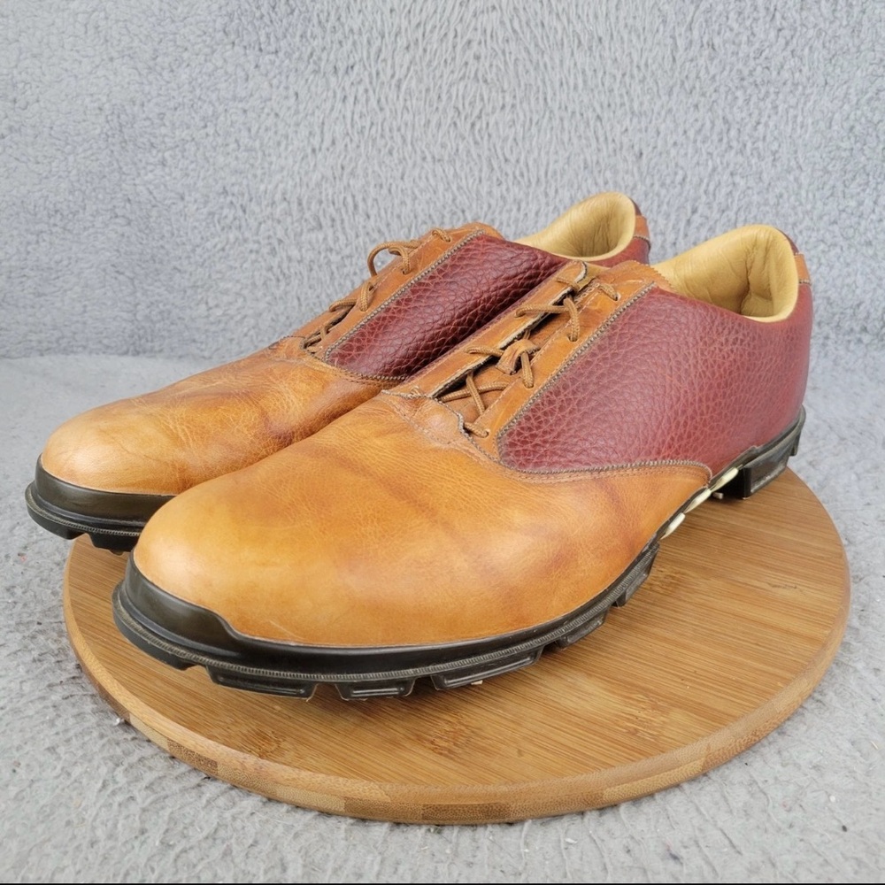 Men's Adidas Gold Shoes Brown and Tan Leather Shoes - Picture 2 of 11